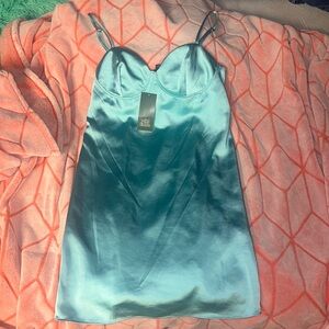 Cyan metallic looking dress wild fable